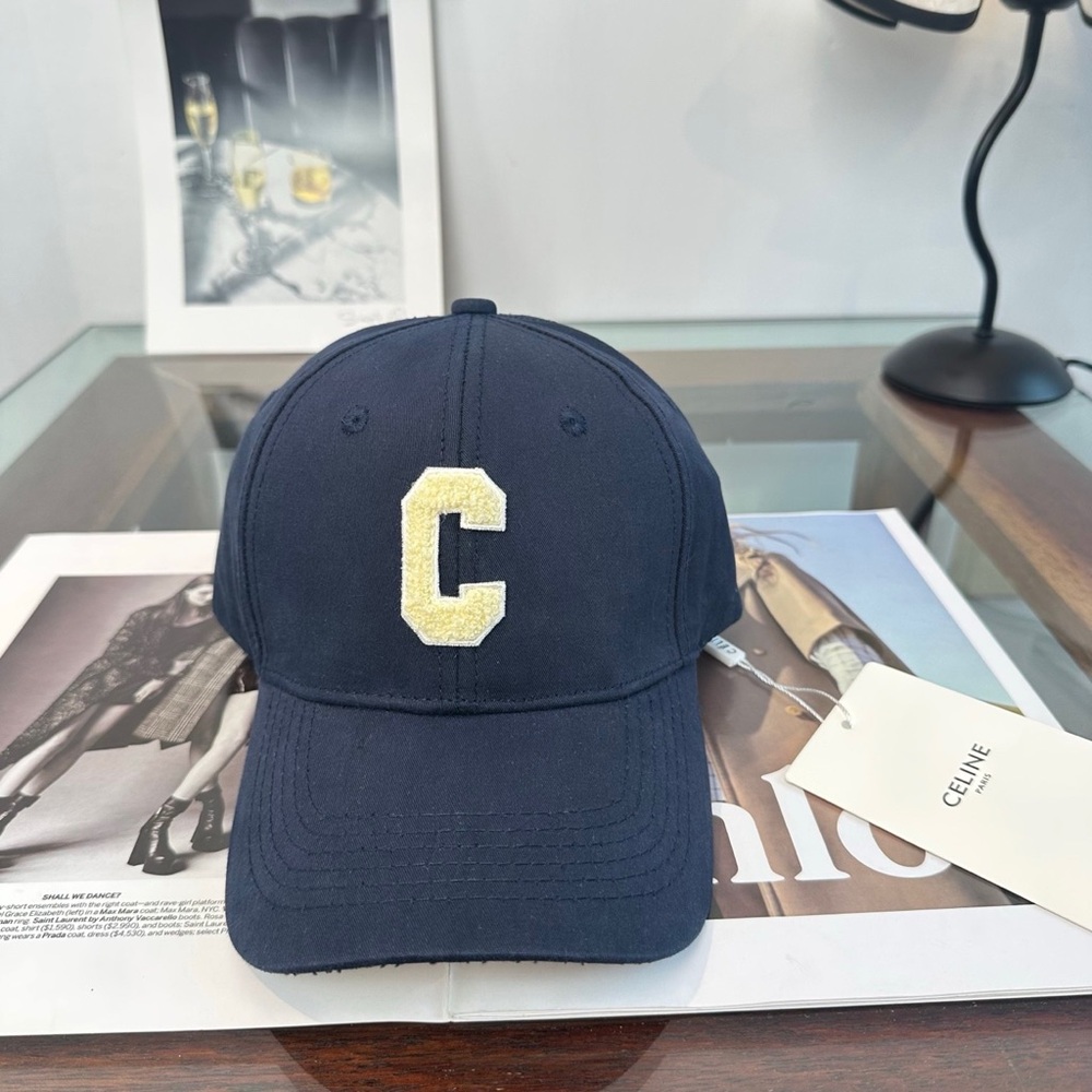 Celine Navy Kids Baseball Cap with Yellow 'C' Patch